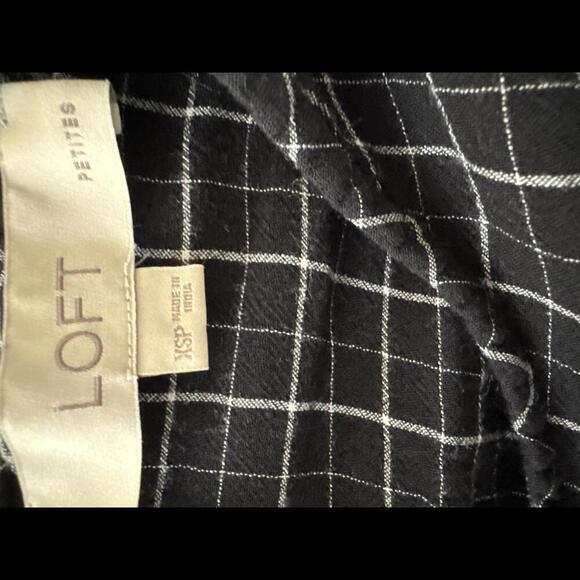 Black and White Checkered Ruffle Sleeve Top - LOFT - XSP - Picture 7 of 8